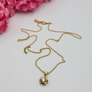 W LIND 14K GE Cubic Zirconia Flower Pendant Necklace 18.5"